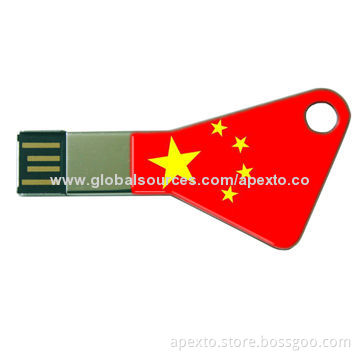 Printed Key-shaped USB Flask Stick, Customized Logos Welcomed, 1 to 32GB Capacity